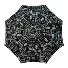 Music Pattern Black White Golf Umbrellas by 99art