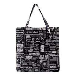 Music Pattern Black White Grocery Tote Bag by 99art