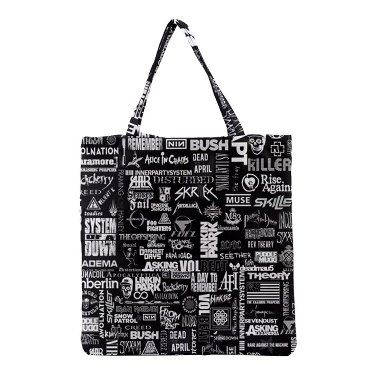 Music Pattern Black White Grocery Tote Bag