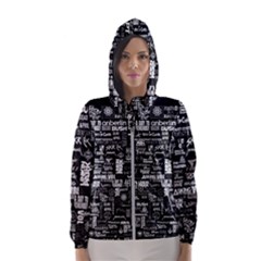 Music Pattern Black White Women s Hooded Windbreaker