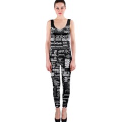 Music Pattern Black White One Piece Catsuit by 99art