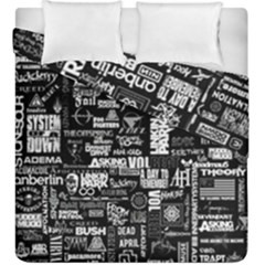 Music Pattern Black White Duvet Cover Double Side (king Size) by 99art