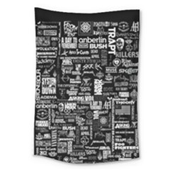 Music Pattern Black White Large Tapestry