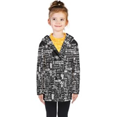 Music Pattern Black White Kids  Double Breasted Button Coat by 99art