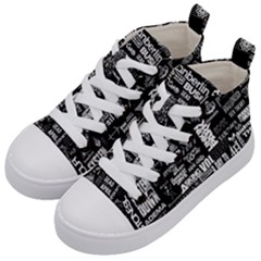 Music Pattern Black White Kids  Mid-top Canvas Sneakers by 99art