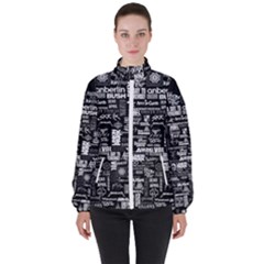 Music Pattern Black White Women s High Neck Windbreaker by 99art