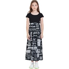 Music Pattern Black White Kids  Flared Maxi Skirt by 99art