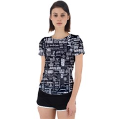 Music Pattern Black White Back Cut Out Sport Tee by 99art