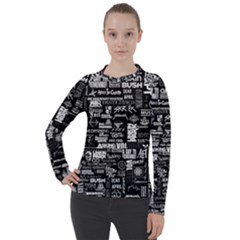 Music Pattern Black White Women s Pique Long Sleeve Tee