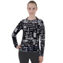 Music Pattern Black White Women s Pique Long Sleeve Tee View1