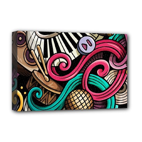 Doodle Colorful Music Doodles Deluxe Canvas 18  X 12  (stretched) by 99art