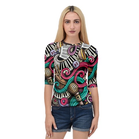 Doodle Colorful Music Doodles Quarter Sleeve Raglan Tee by 99art