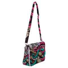 Doodle Colorful Music Doodles Shoulder Bag With Back Zipper by 99art