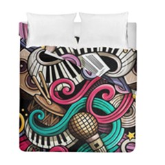 Doodle Colorful Music Doodles Duvet Cover Double Side (full/ Double Size) by 99art