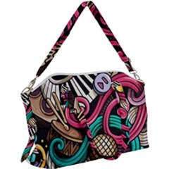 Doodle Colorful Music Doodles Canvas Crossbody Bag by 99art