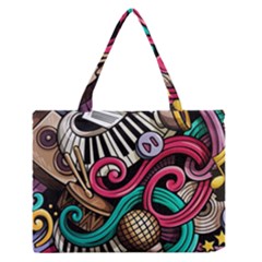 Doodle Colorful Music Doodles Zipper Medium Tote Bag by 99art