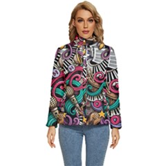 Doodle Colorful Music Doodles Women s Puffer Bubble Jacket Coat by 99art