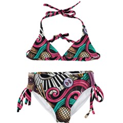 Doodle Colorful Music Doodles Kids  Classic Bikini Set by 99art