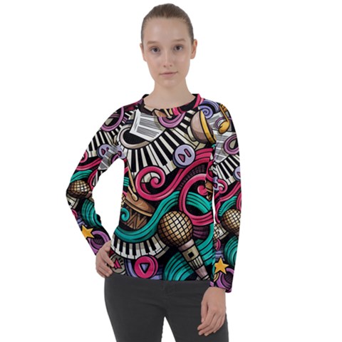 Doodle Colorful Music Doodles Women s Long Sleeve Raglan Tee by 99art