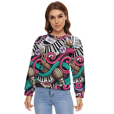 Doodle Colorful Music Doodles Women s Long Sleeve Raglan Tee by 99art