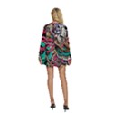 Doodle Colorful Music Doodles Round Neck Long Sleeve Bohemian Style Chiffon Mini Dress View4