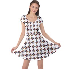 Mixed Abstract Colors Pattern Cap Sleeve Dress by dflcprintsclothing