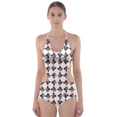 Mixed Abstract Colors Pattern Cut-out One Piece Swimsuit by dflcprintsclothing