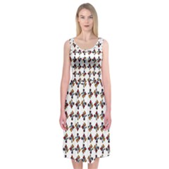 Mixed Abstract Colors Pattern Midi Sleeveless Dress