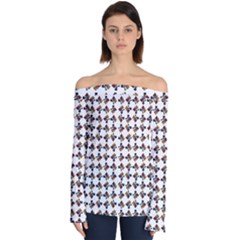 Mixed Abstract Colors Pattern Off Shoulder Long Sleeve Top by dflcprintsclothing