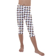 Mixed Abstract Colors Pattern Kids  Lightweight Velour Capri Leggings 