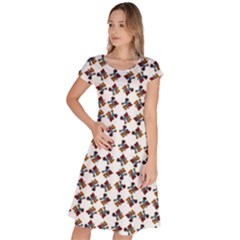 Mixed Abstract Colors Pattern Classic Short Sleeve Dress by dflcprintsclothing