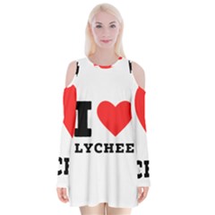 I Love Lychee  Velvet Long Sleeve Shoulder Cutout Dress by ilovewhateva