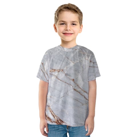 Gray Light Marble Stone Texture Background Kids  Sport Mesh Tee by Vaneshart