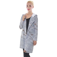 Gray Light Marble Stone Texture Background Hooded Pocket Cardigan by Vaneshart