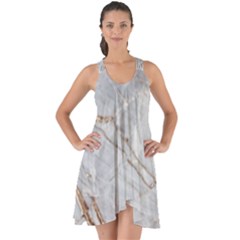 Gray Light Marble Stone Texture Background Show Some Back Chiffon Dress by Vaneshart