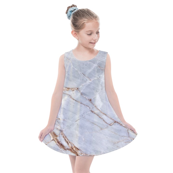 Gray Light Marble Stone Texture Background Kids  Summer Dress