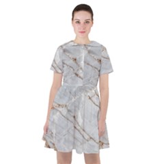 Gray Light Marble Stone Texture Background Sailor Dress by Vaneshart