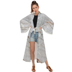 Gray Light Marble Stone Texture Background Maxi Kimono by Vaneshart