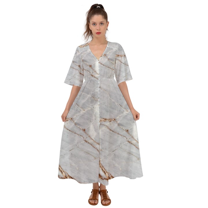 Gray Light Marble Stone Texture Background Kimono Sleeve Boho Dress