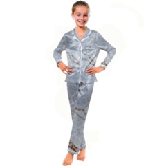 Gray Light Marble Stone Texture Background Kids  Satin Long Sleeve Pajamas Set by Vaneshart