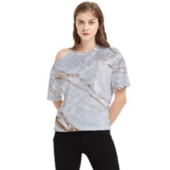 Gray Light Marble Stone Texture Background One Shoulder Cut Out Tee by Vaneshart