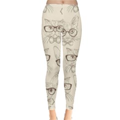 Seamless Pattern Hand Drawn-cats-with Hipster Accessories Leggings  by Vaneshart