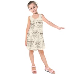 Seamless Pattern Hand Drawn-cats-with Hipster Accessories Kids  Sleeveless Dress by Vaneshart