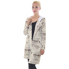 Seamless Pattern Hand Drawn-cats-with Hipster Accessories Hooded Pocket Cardigan by Vaneshart