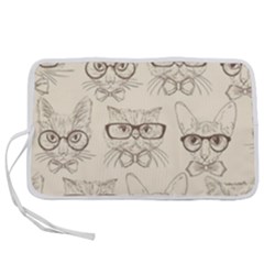 Seamless Pattern Hand Drawn-cats-with Hipster Accessories Pen Storage Case (m) by Vaneshart