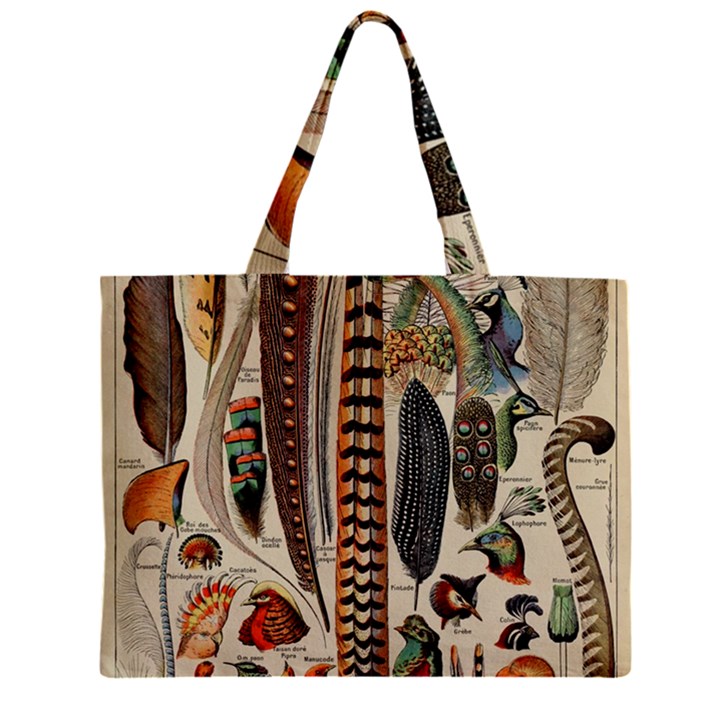 Feathers Birds Vintage Art Zipper Mini Tote Bag