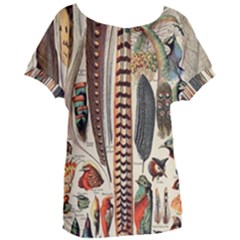 Feathers Birds Vintage Art Women s Oversized Tee by Vaneshart