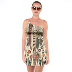 Feathers Birds Vintage Art One Shoulder Ring Trim Bodycon Dress by Vaneshart