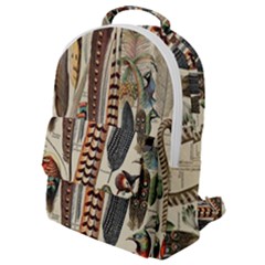 Feathers Birds Vintage Art Flap Pocket Backpack (small) by Vaneshart