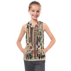 Feathers Birds Vintage Art Kids  Sleeveless Hoodie by Vaneshart